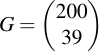 latex:G = \begin{pmatrix} 200 \\ 39 \end{pmatrix}