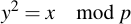 latex:y^2 = x \mod p