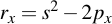 latex:r_x = s^2 - 2 p_x