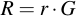 latex:R = r \* G