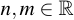 latex:n, m \in \mathbb{R}